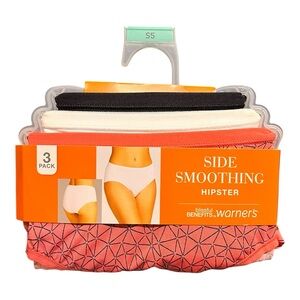 Blissful Benefits By Warners 3 Pair Side Smoothing Brief S/5 Pink Cream Black